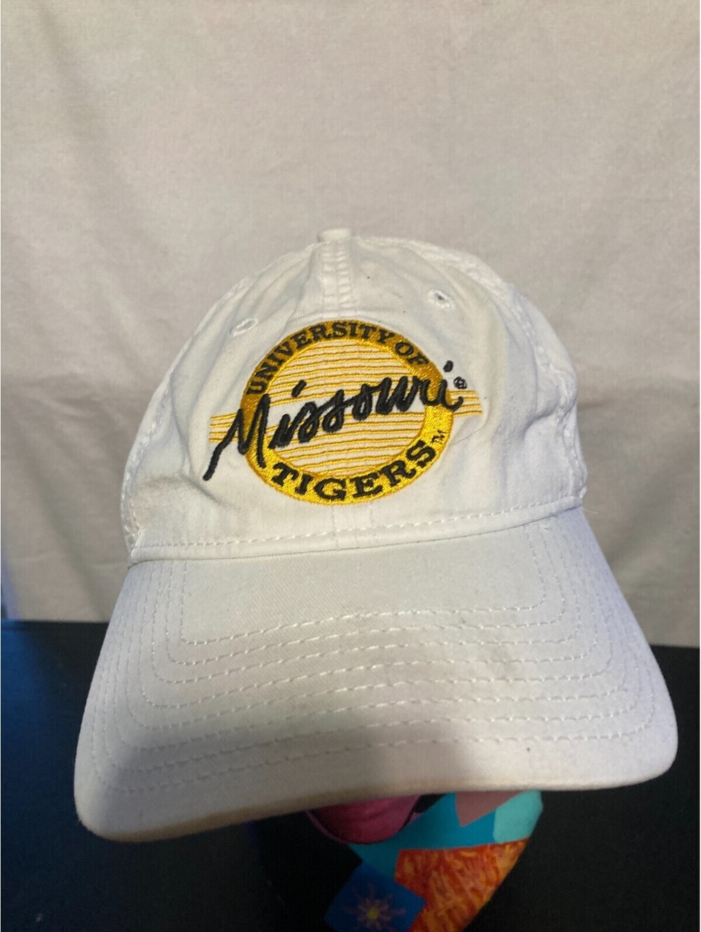 Vintage Missouri Tigers The Game Circle Logo Hat Cap  White Strapback 90s